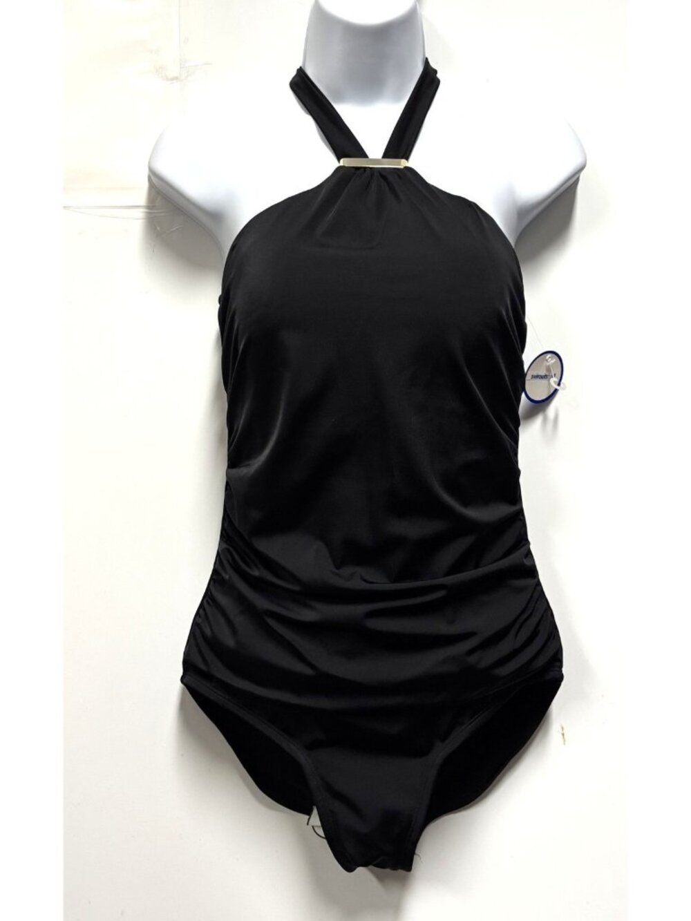 Women's One Piece Swimsuit Black Tummy Control Size 8 , 12 Swimsuits for All NWT - Picture 2 of 7